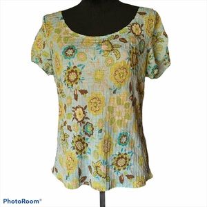 Sigrid Olsen Floral short sleeve top Petite Medium